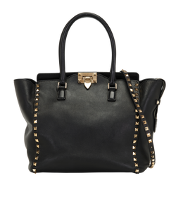 Rockstud Tote, Leather, Black, 9BOL1, DB/S, 2*